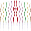 A collection of 48 spiral birthday cake candles with star toppers in various colors.