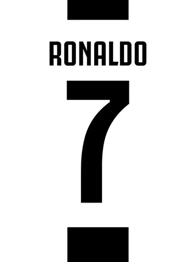 Black and white graphic featuring the name RONALDO above the number 7.