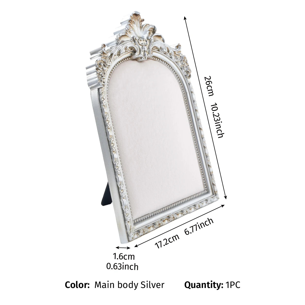 European-Style Velvet Jewelry Display Stand with Silver-Plated Floral Detail