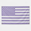 A purple flag design featuring the stars and stripes pattern of the American flag.