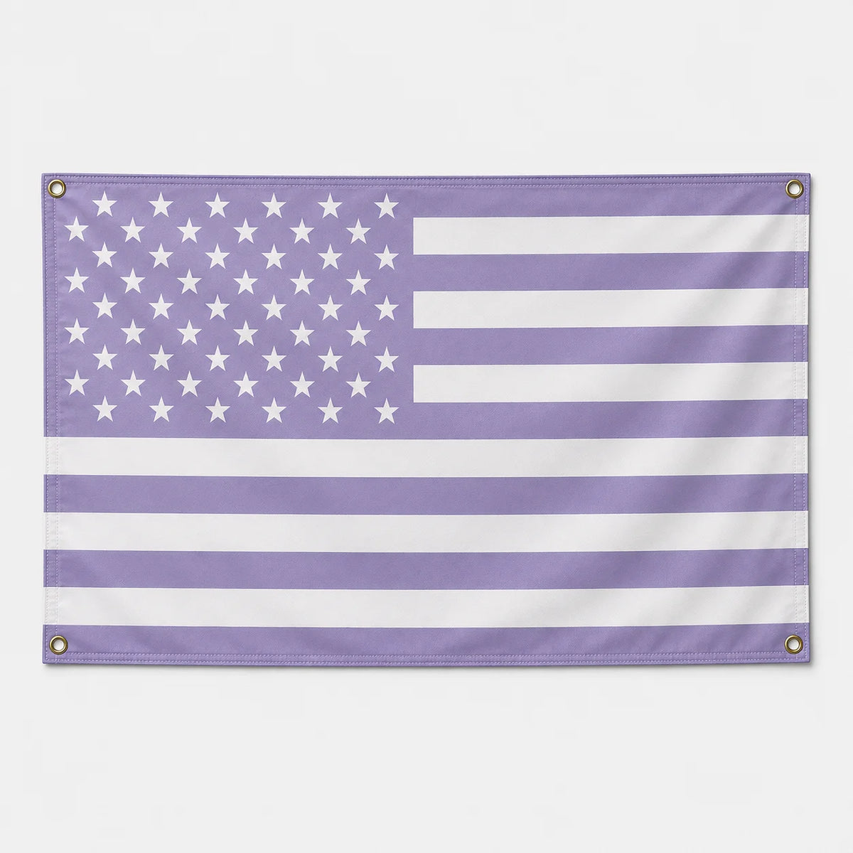 A purple flag design featuring the stars and stripes pattern of the American flag.