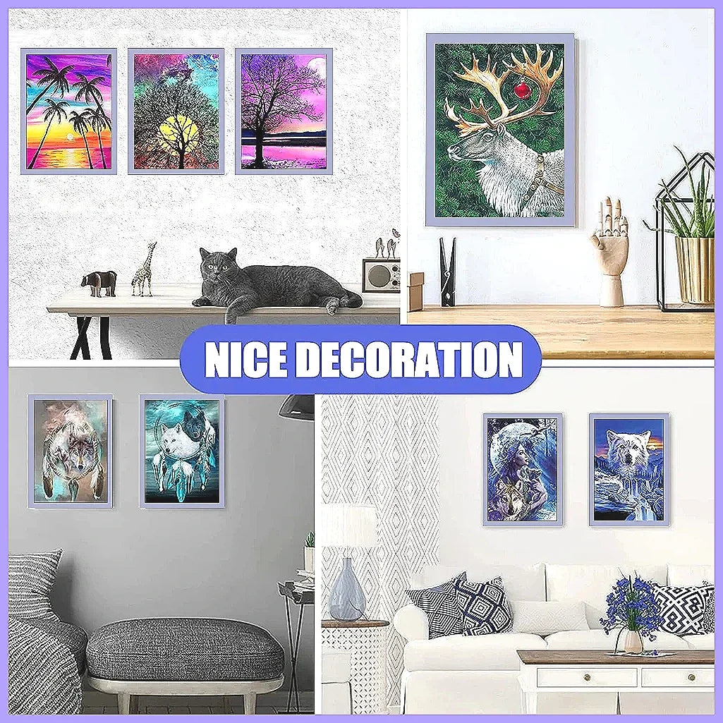 A display of various framed photos and certificates on a wooden table and wall.