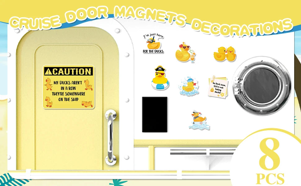 Ein Set aus acht lustigen Enten-Magneten und Dekorationen für Kabinenfenster