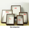 Comparison of various size shadow box frames, including A4 and 8 to 10 inch frames.