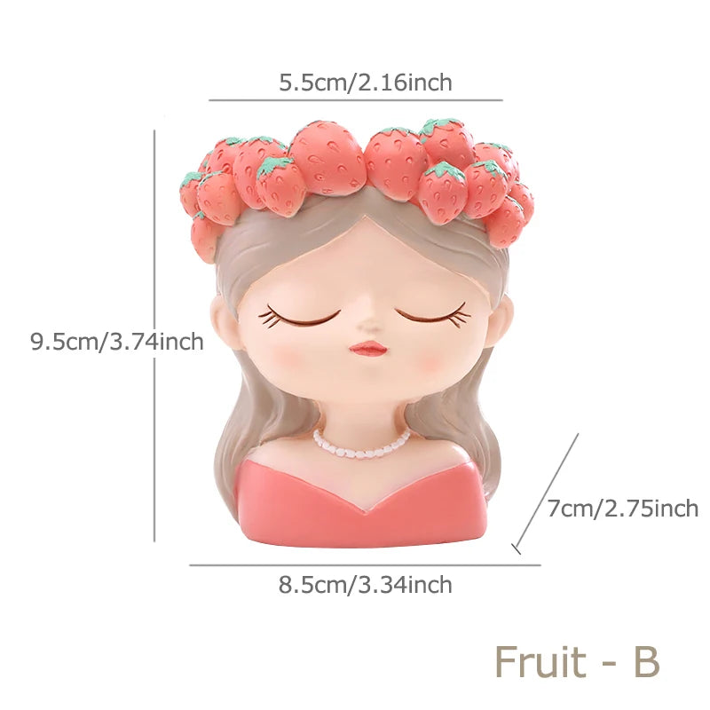 Resin Cartoon Girl Flower Planter