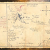 A vintage retro world map canvas wall art featuring hand-drawn lines and text on aged paper.