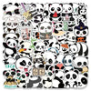 A collection of cute black and white panda face stickers for accessories
