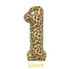 A large, yellow leopard print number balloon shaped like the number 1, measuring 32 inches.