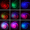 A grid of eight vibrant, swirling galaxy projection night light patterns in various colors like red, green, blue, and purple.