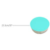 A stack of round, light blue cardboard cake boards with a measurement line indicating 25.3 cm or 10 inches.