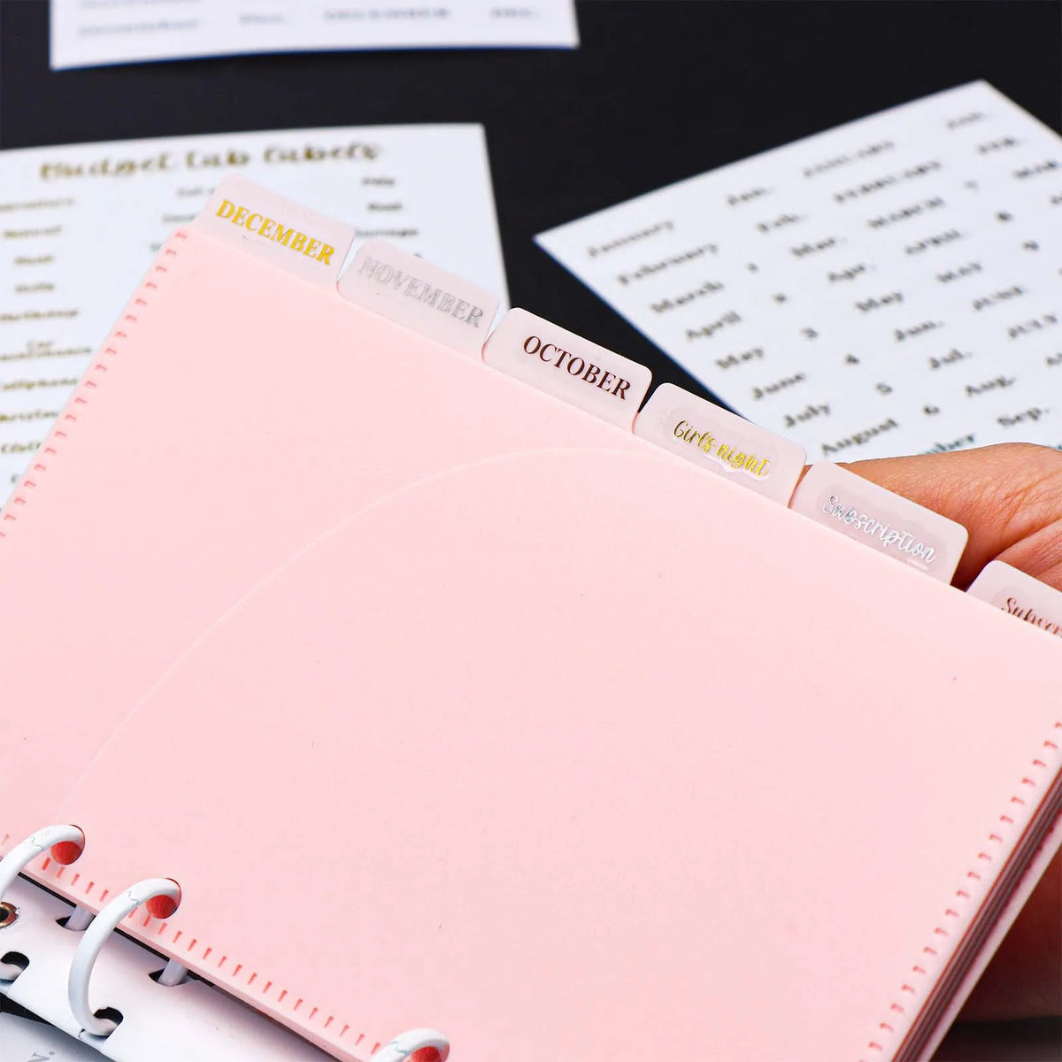 Transparent PET Index Tab Stickers with Hot Stamping – Monthly & Budget Organizers