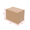 A brown corrugated cardboard box with dimensions 6 inches by 4 inches.