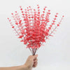 A bouquet of bright pink artificial eucalyptus leaves used for home and party decor.