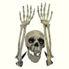 Halloween skeleton bone garden stakes featuring a skull and hand design