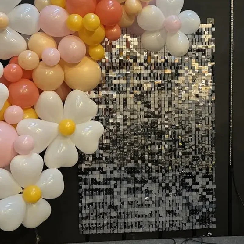 Iridescent sequin shimmer wall panels sparkling backdrop for celebrations