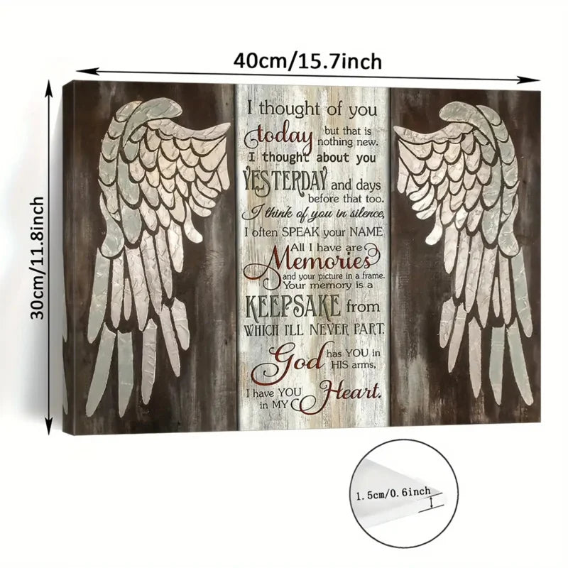A rustic wooden wall art piece featuring a dove wing design and inspirational text carved into the wood.