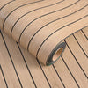 Roll of self-adhesive 3D wood grain wall panels showing parallel lines and a rolled edge.