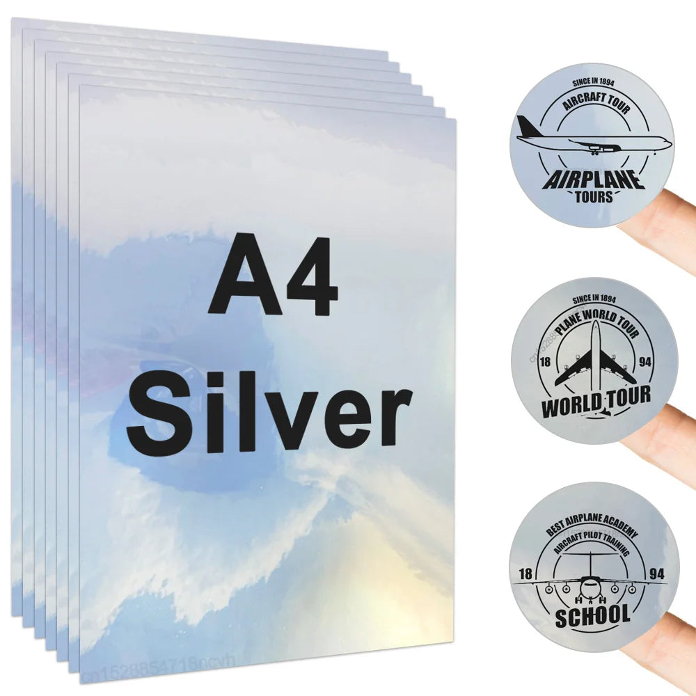A4 Silver printable vinyl sticker paper with ten sheets and related airplane tours stickers