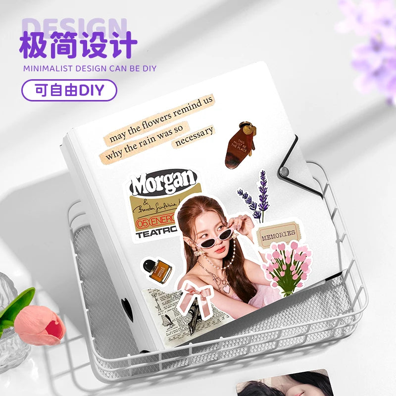 A minimalist design A5/A4 ring binder for trading cards and photos featuring floral and nature elements.