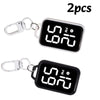 Two LED keychain pocket watches with digital displays and metal clasps.