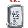A cartoon word resin flatback charm featuring the text If I die delete my kindle history on a light gray background.