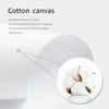 Close-up view of a white cotton canvas fabric texture and fibers.