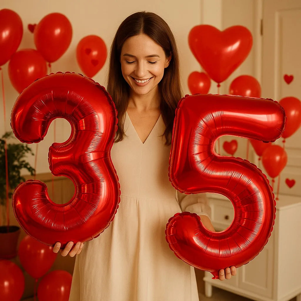 Large Red Number Foil Balloon for Birthday and Anniversary Decor