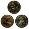 A collectible coin featuring an alligator wearing a vest, with text reading Alligator Alcatraz and Est. 2025 Everglades, FL.