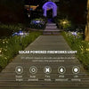 Solar powered fireworks light garden path illuminating a walkway with sparkling lights