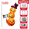 An inflatable Halloween pumpkin decoration with a cat face and built-in LED lights.