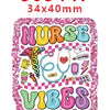 Pink glitter acrylic charms featuring a nurse theme with the text NURSE VIBES