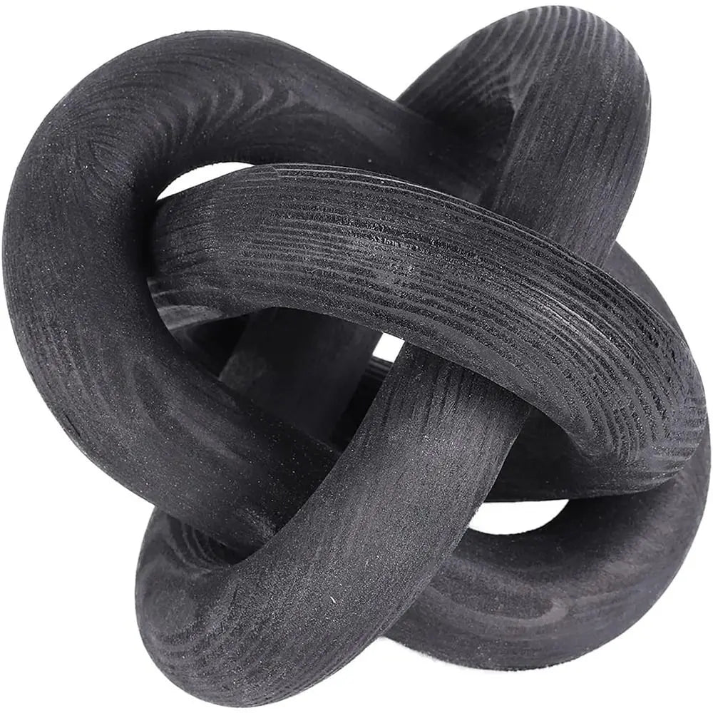 Hand carved wood knot coffee table decor in black