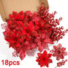 Glitter Christmas Berry & Flower Bouquet Ornaments (Set of 18)