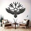 Viking Raven Metal Wall Art with Celtic Compass Symbol