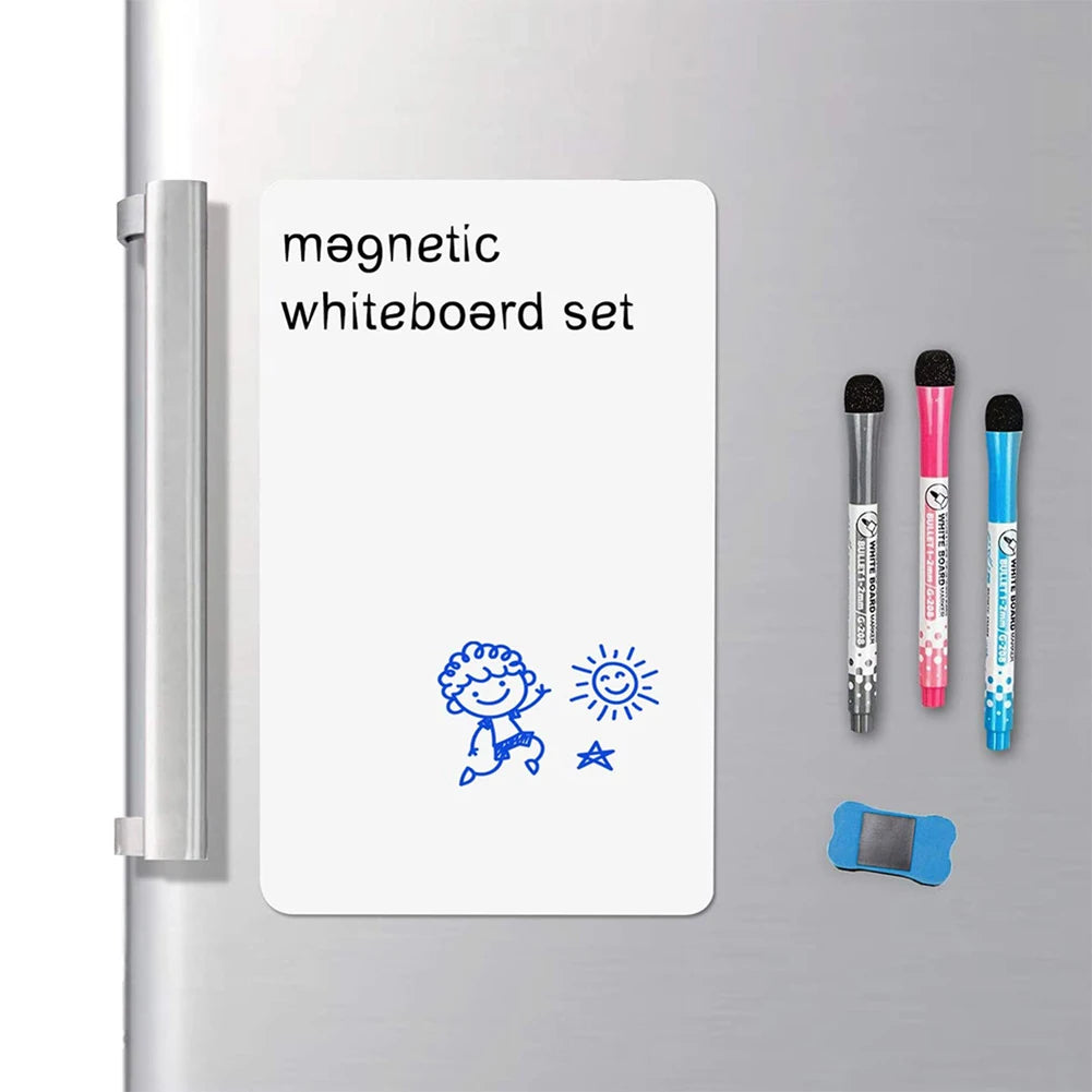 Magnetisches Whiteboard-Set mit Markern und Zeichnung einer Sonne und einer Person