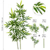 Artificial bamboo branch with green leaves shown in various parts and a full plant view.