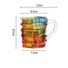 Hand-painted mug featuring stacked layers of vibrant orange, yellow, and green glass designs.