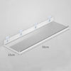 A clear acrylic floating shelf with wall mounts shown in a top-down view.