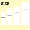 A display showing various sizes of custom linen banners, labeled with dimensions like 50x150cm and 70x200cm.
