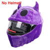 Purple cartoon plush helmet cover designed for full-face motorcycle helmets