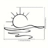 Line drawing of a sun with rays and wavy lines, used as metal prayer cross wall art.