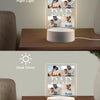A personalized photo acrylic night light is shown in two modes: Night Light and Desk Decor, featuring a photo of a father and