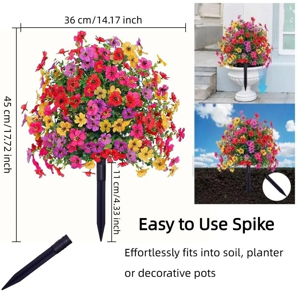 A vibrant arrangement of pink, purple, and yellow flowers in a spike for gardening or decoration.