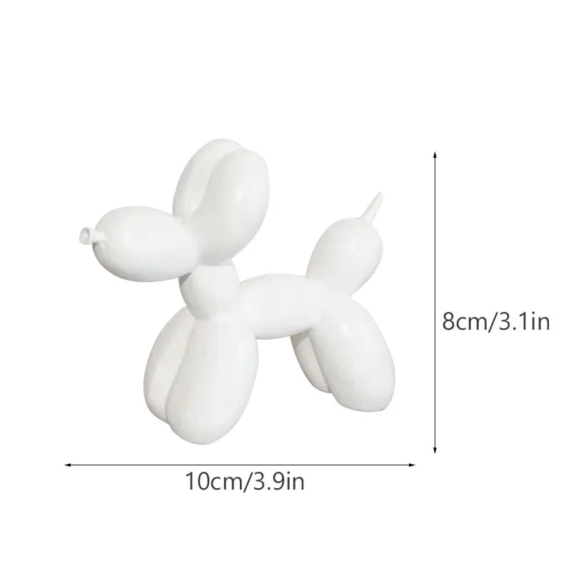 White resin balloon dog sculpture for modern home decor, shown from the side.