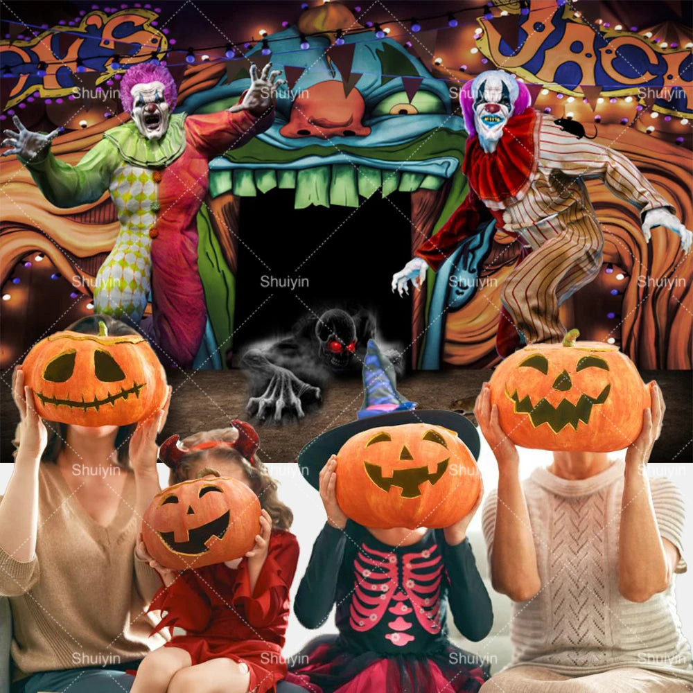 Evil Clown Circus Halloween Photography Backdrop