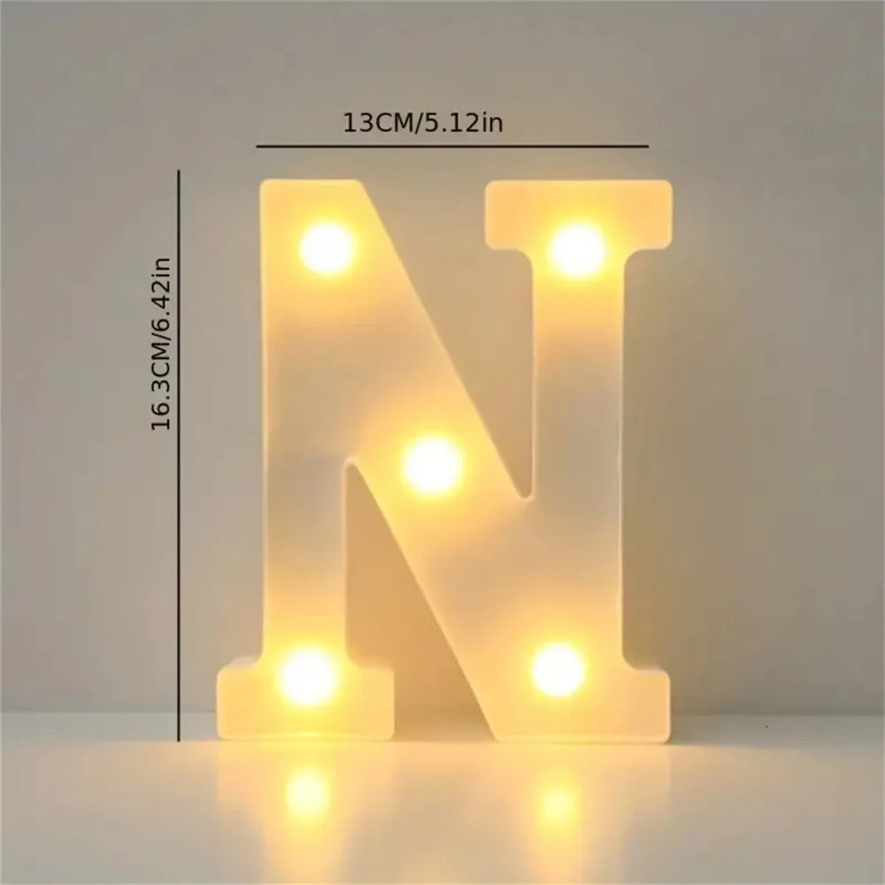 A glowing neon sign shaped like the letter N made of LED lights on a white surface.