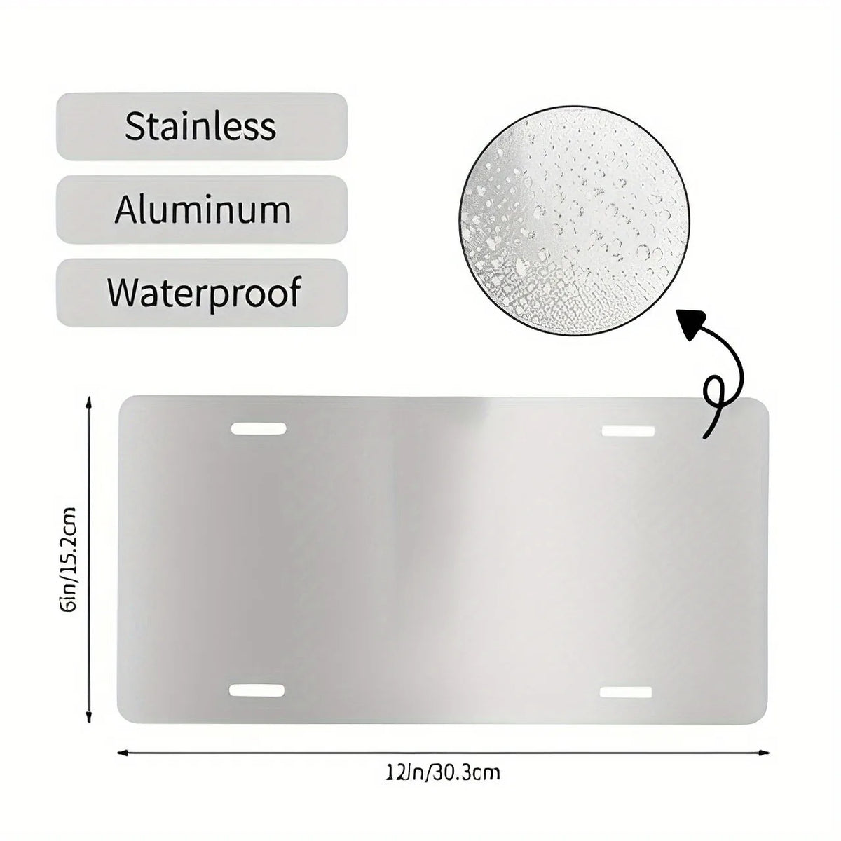 A rectangular aluminum wall sign with mounting holes, suitable for waterproof and stainless applications.