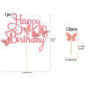 Set of 13 pink butterfly cake toppers spelling out Happy Birthday