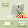 Roll of cartoon bear thermal label paper with various designs and dimensions