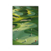 A canvas print depicting a green golf course with several figures playing golf.